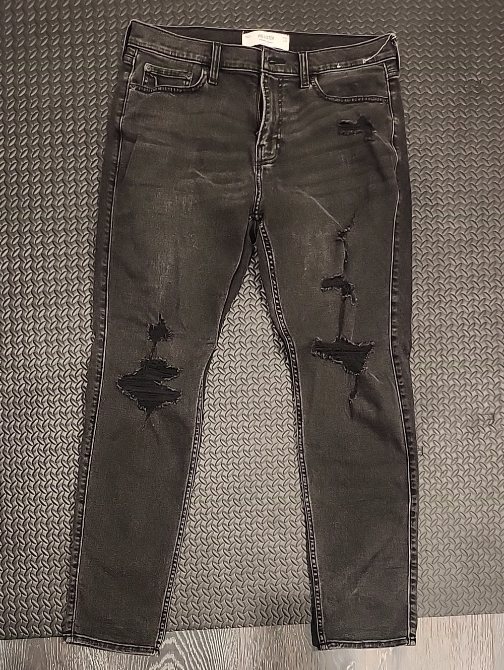 Hollister Men's Distressed Black Jeans - Slim Fit